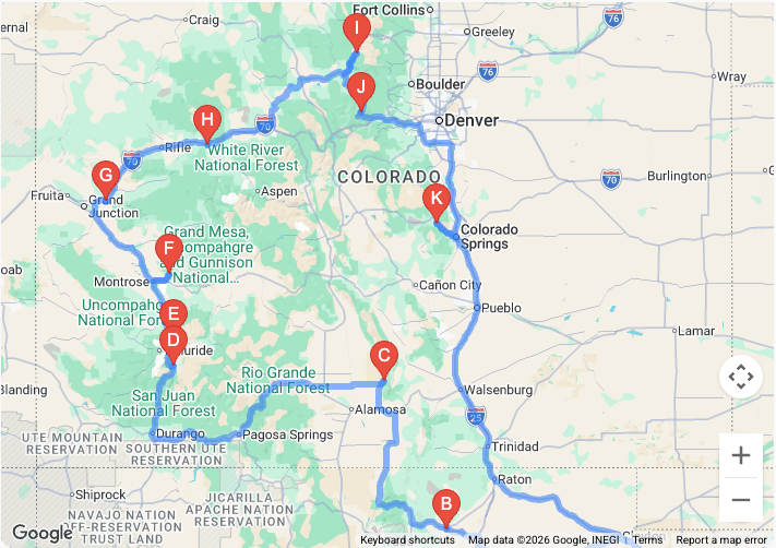 Colorado 2026 Road Trip Circle