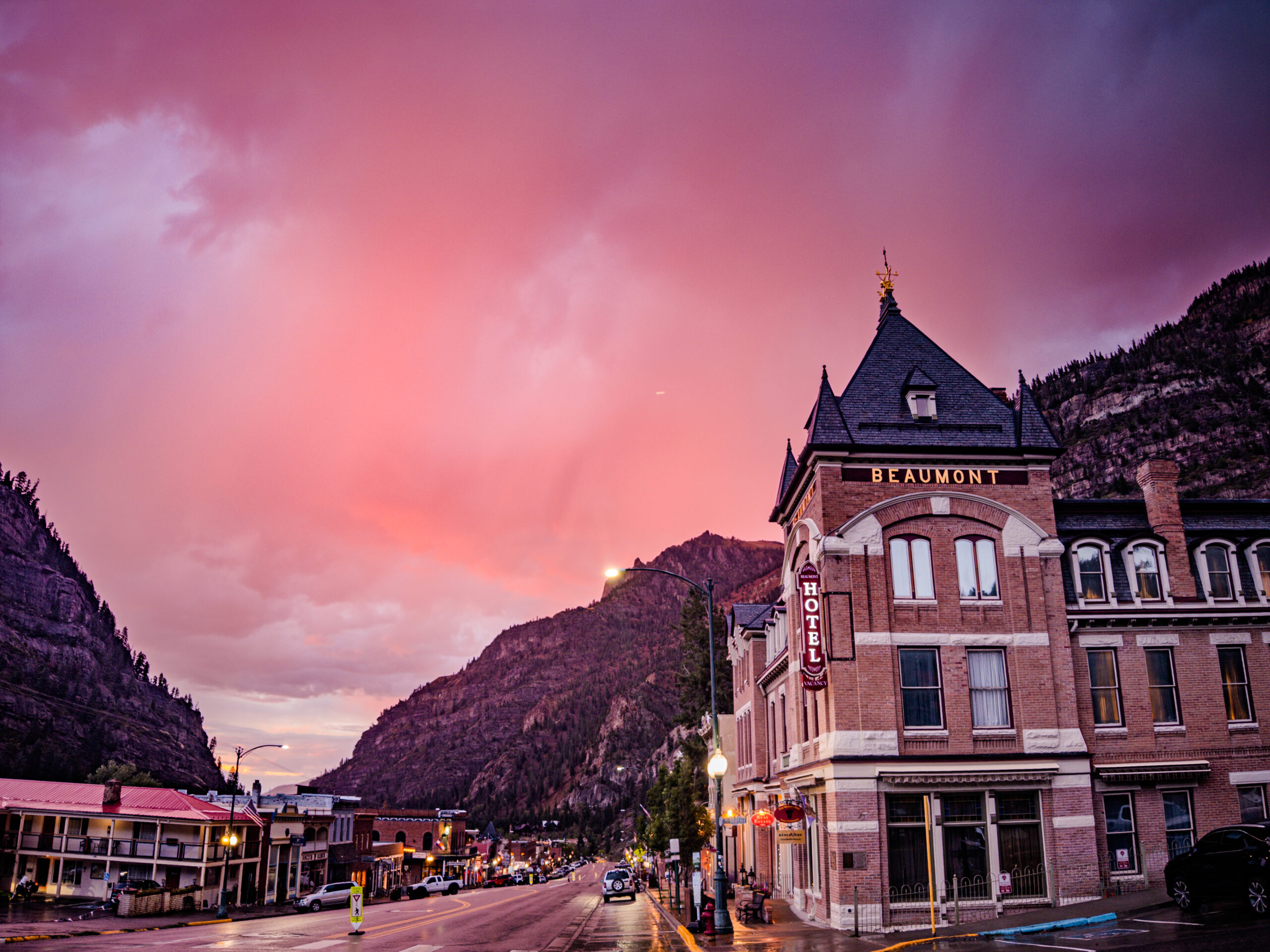 Historic Beaumont Hotel & Crimson Twilight Sky — Ouray, Colorado (2026)