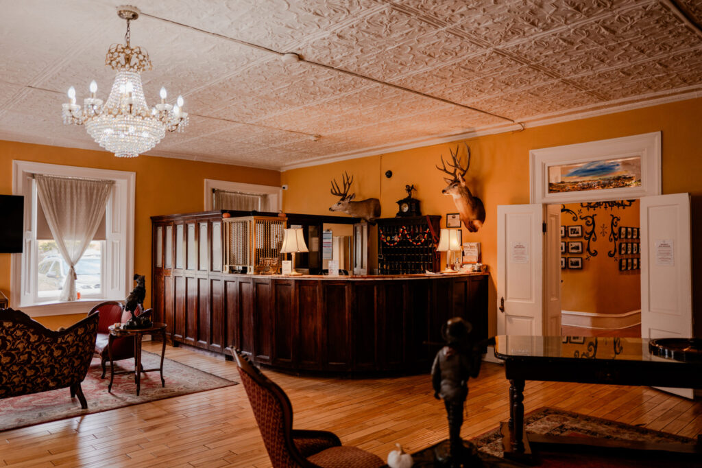 Grand Lobby & Antique Crystal Chandelier — Cimarron, New Mexico (2026)