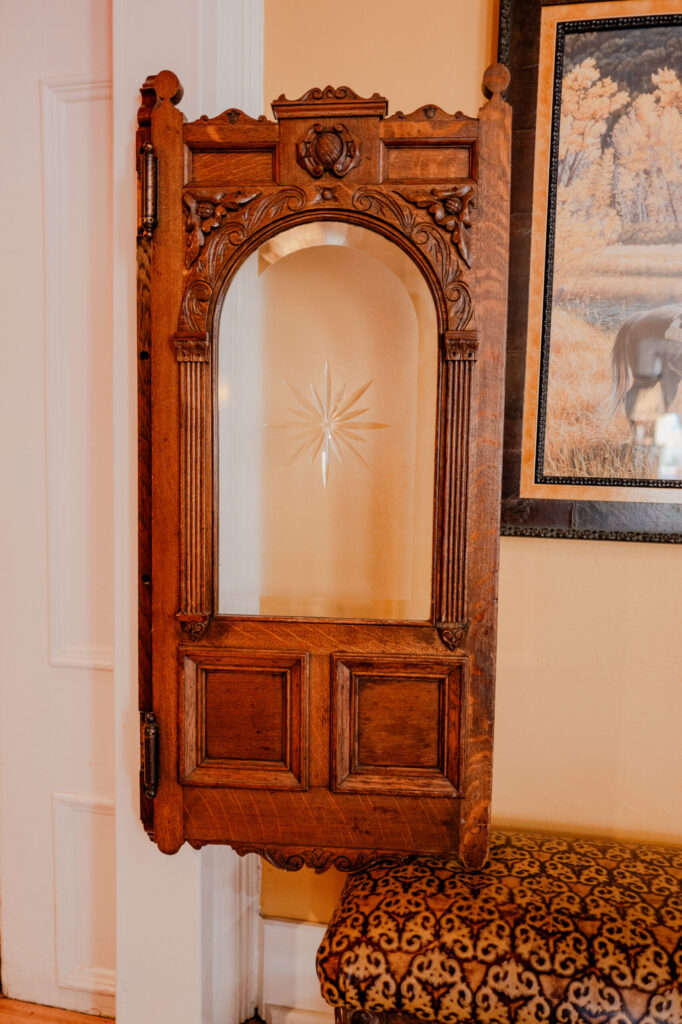 Carved Oak Saloon Door & Star-Etched Glass — Cimarron, New Mexico (2026)